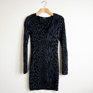 EXPRESS Long Sleeve Animal Print Pencil Dress